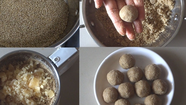 Naga Panchami Dishes: unde, rice tambittu and turmeric leaf pudding