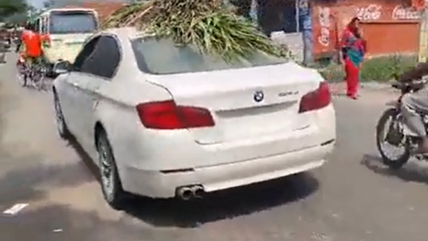 Farmer carrying Fodder on his BMW car in Bihar, video viral