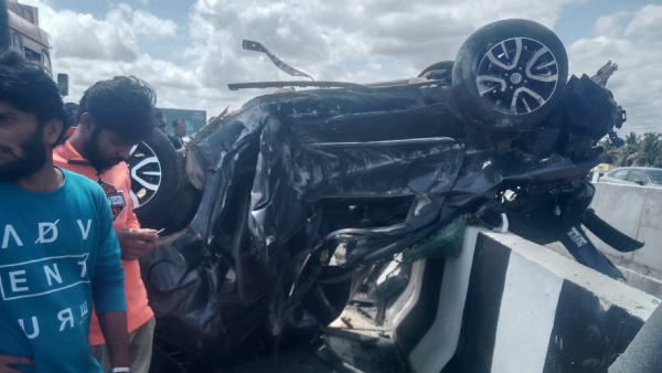 Car Accident At Hassan District Channarayapatna
