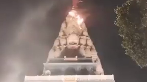 BJP Prez JP Nadda Was Offering Prayers, Was Evacuated As The Ganesh Pandal Caught Fire