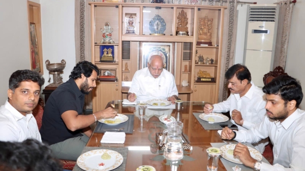 Nikhil Kumaraswamy Meets Former CM BS Yediyurappa