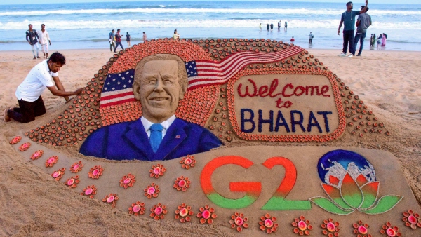 Special welcome for American president Joe Biden from Indian sand artist