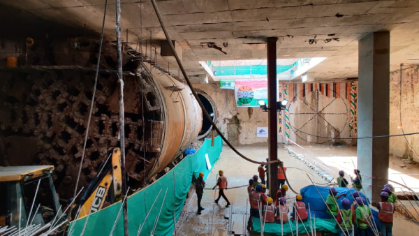 Namma Metro TBM Rudra Complete Tunneling 718m Pink line Out in Langford Town Station