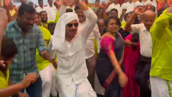 Magadi MLA dance with poura karmikas in bidadi, video viral