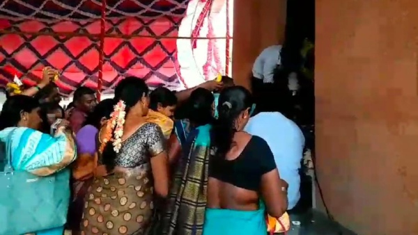 Devotees Offering drinks and cigarettes to goddess in Gokak