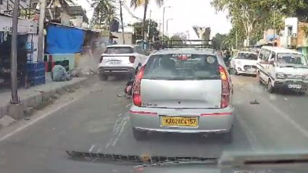SUV Car Speeding Hits 3 Bike in Main Road of Hulimavu, 4 Injured, Video viral 