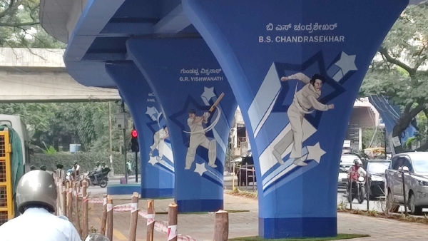 BBMP Painted Indian Cricket Legends Pictures Under Bengalurus Busy Flyover Pillars 