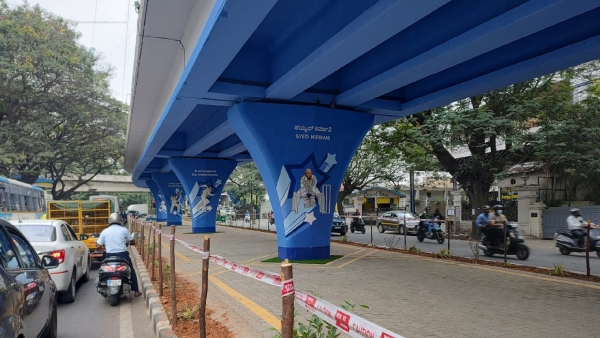 BBMP Painted Indian Cricket Legends Pictures Under Bengalurus Busy Flyover Pillars 