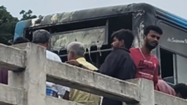 Fire Accident: Car-Bus Accident At Bengaluru Nayandahalli