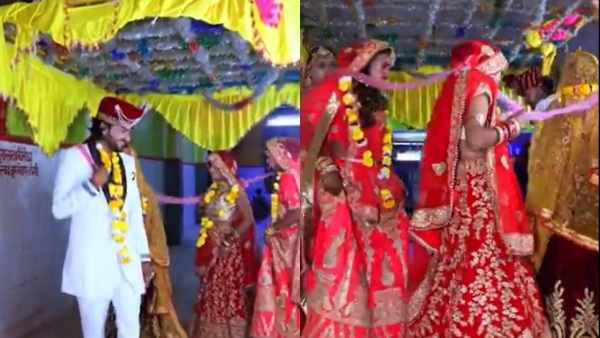 Groom married with 4 brides in one hall! video viral