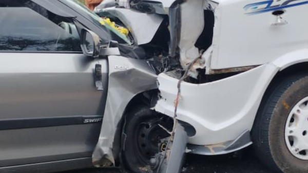 Terrible accident between car and TT vehicle near Hanur taluk