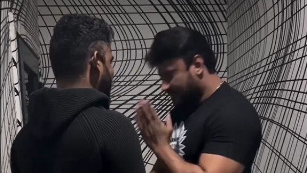 Challenging Star Darshan And Chikkanna Meets In Movie Studio 
