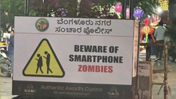  Bengaluru Signboard Warns Against Smartphone Zombies as Need of the Hour