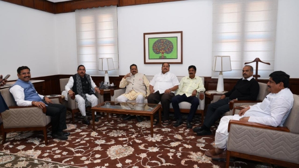  BJP state president BY Vijayendra Meet JP Nadda In Delhi 