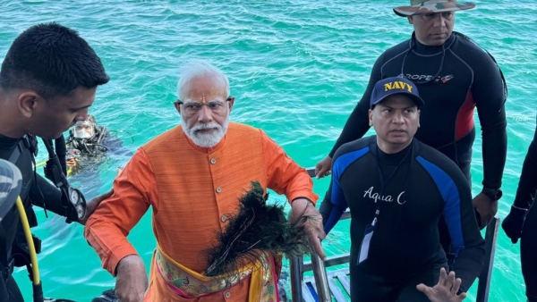 PM Modi in Dwarka: Modi visited Srikrishna Nagar submerged in the sea PM Modi in Dwarka: Modi visited Srikrishna Nagar submerged in the sea