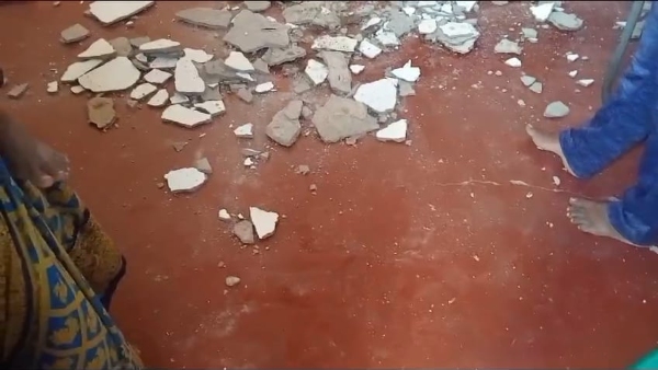 Seriously injured to four children due to Anganwadi roof collapse in Bandigere 