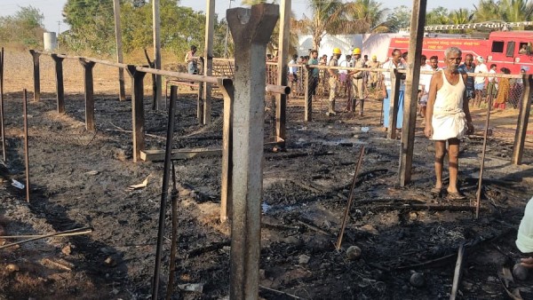 Hiriyur More than 35 sheep death due to fire to shed