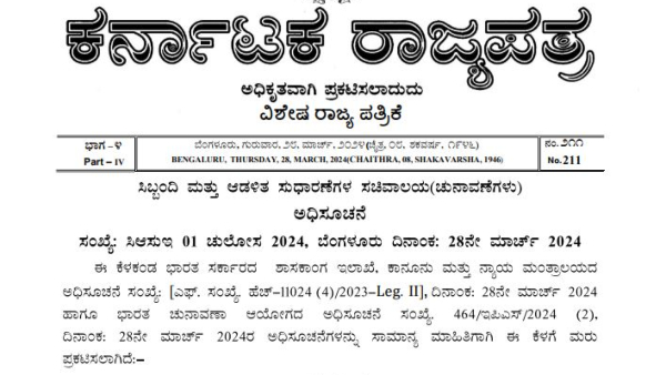 Karnataka Lok Sabha Nomination Submission Start From March 28 to April 4th for 1st Phase Election