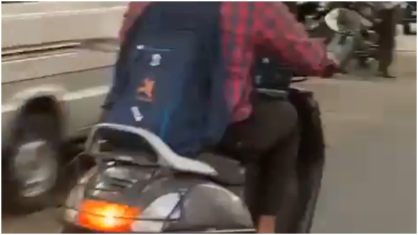 Bengaluru Is Not for Beginners Man Attends Meeting on Laptop While Riding Scooter