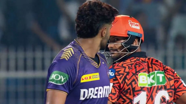 SRH Vs KKR Mayank Agarwal Shoots Harshit Rana a Stern Glance After Flying Kiss Send-Off