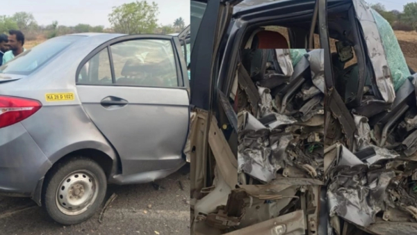 Four Dies in Car And Bus Accident At Vijayapura Four Dies in Car And Bus Accident At Vijayapura