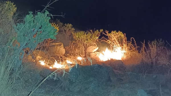 Fire to Angal hill in Mallaiahnapura village