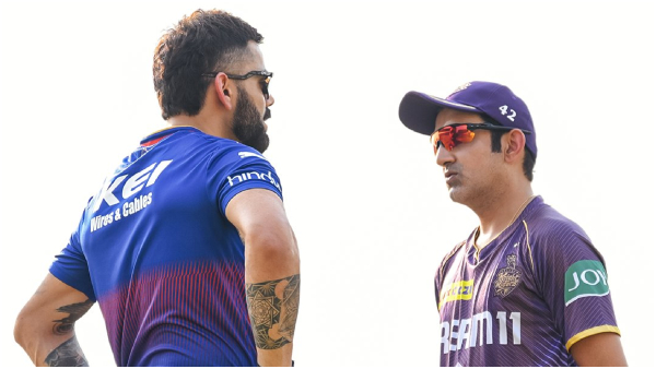 KKR vs RCB Virat Kohli and Gautam Gambhir Share Animated Exchange