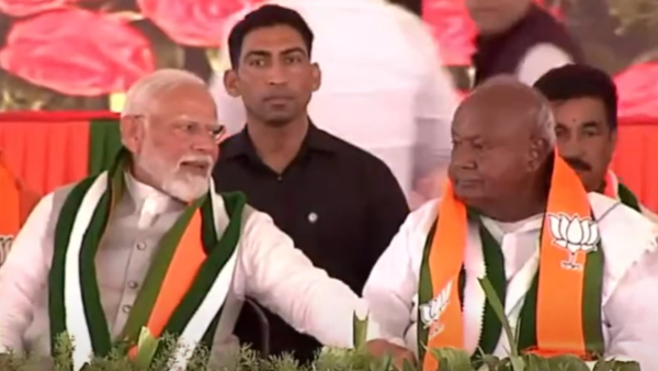 Lok Sabha Poll Activists Who Put JDS Shawl On PM Narendra Modi