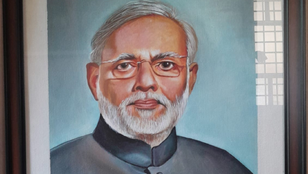 PM Narendra Modi Received Painting From Artist In Mangaluru