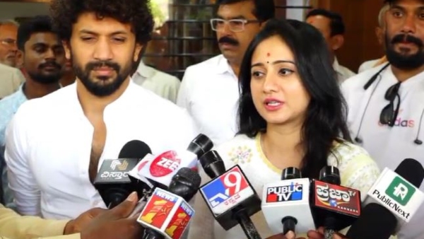 Pralhad Joshi Met by Actress Harshika Poonacha-Bhuvan Ponnanna Joshi slams on Congress