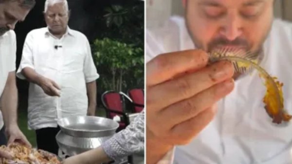 Rahul Gandhi and Tejashwi Yadav eating meat at the festival - Modi attacked