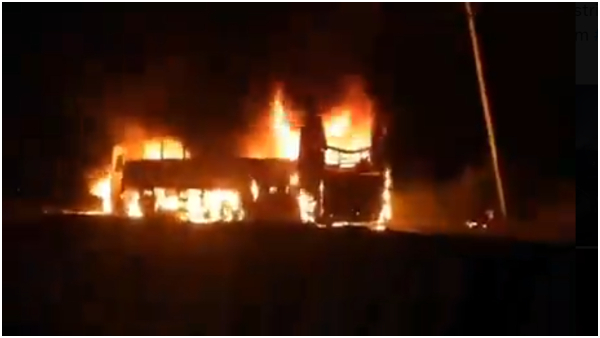 Horrific road accident in Andhra Pradesh bus-truck collision six people burnt to death
