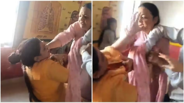 School Principal Assaults Teacher In Agra School For Coming Late - video viral School Principal Assaults Teacher In Agra School For Coming Late - video viral