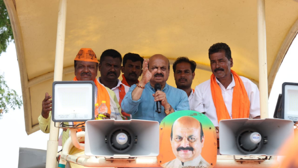 Haveri Lok Sabha Election Basavaraj Bommai Road Show With Amit Shah in Ranebennur