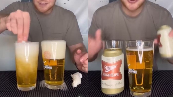Viral Video of Correct Way of Pour Beer Put into Glass Netizens Reacts That