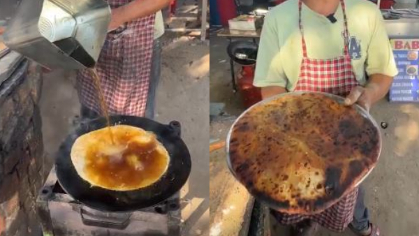 Viral Video A Dhabawala Making Paratha in Diesel at Chandigarh