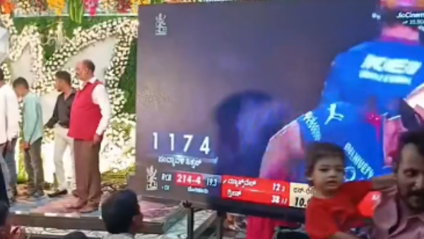 RCB vs CSK A groom watched match with friends at wedding hall video viral