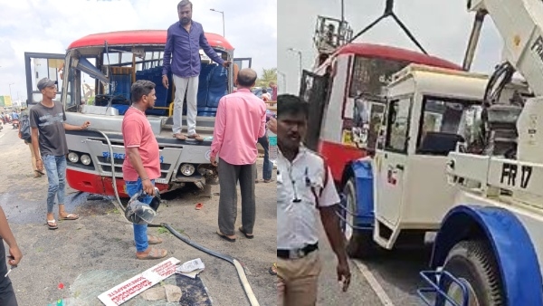 KSRTC Bus Hits Divider in Highway near Nelamangala 6 Injured