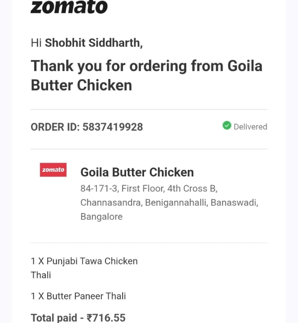 Viral Video of Non Veg Thali Sent for The Order of Paneer Thali Shobhit Siddharth Questioned Zomato