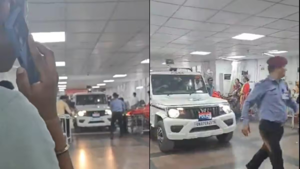 Police vehicle entered the hospital to arrest the man who harassed the AIIMS doctor