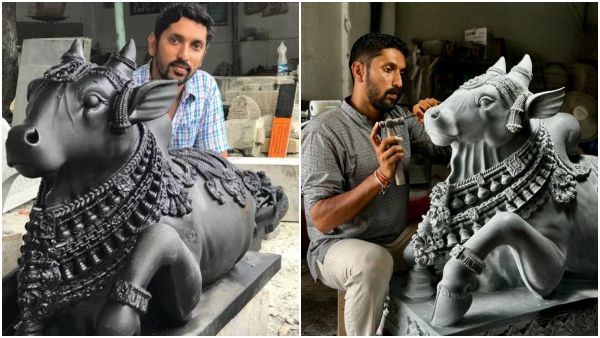 Mysuru Sculptor Arun Yogiraj Carves Nandi Idol for Amarnath Temple