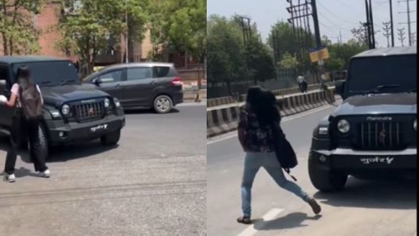 Viral Video of THAR Rash Driving With Pedestrians in Delhi Internet Outage on Driver