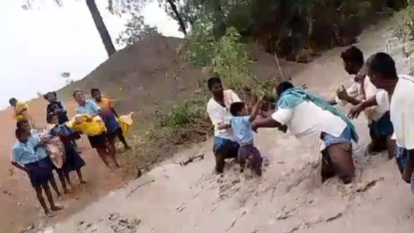 Monsoon Rain Overflowing ditch in Udachamma city School students worried Monsoon Rain Overflowing ditch in Udachamma city School students worried