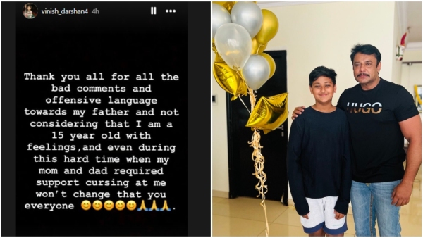 Darshan son Vinish instagram post on his father arrest