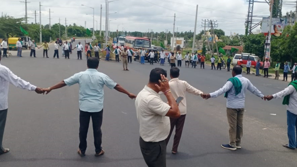 Mandya Farmers Protest for Water Release to KRS Canals