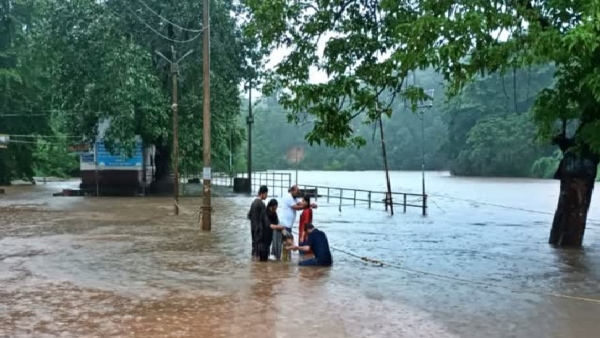 kukke subrahmanya temples kumaradhara snanaghatta inundated due to heavy rain