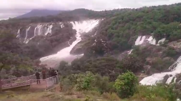 Kabini Dam outflow Increase Bharachukki Waterfalls overflowing