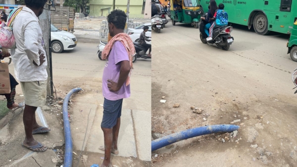 BWSSB Drinking Water Pipe Burst Tanker Water Used Even During Rain Due to Delayed Officials