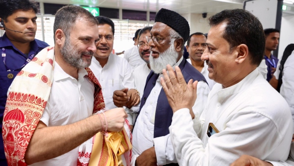 Congress MP Rahul Gandhi visits relief camps in Assam
