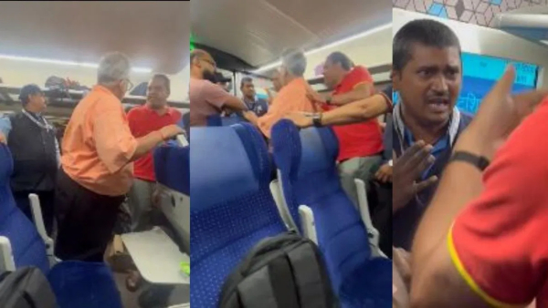 Elderly passenger beaten up by Vande Bharat staff Video goes viral Elderly passenger beaten up by Vande Bharat staff Video goes viral